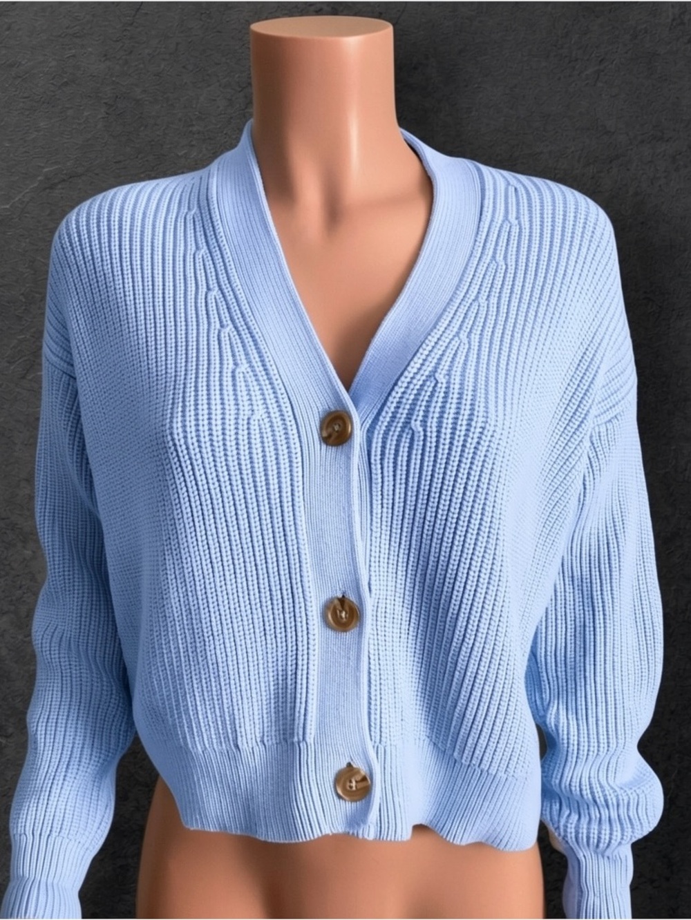 Quince Organic Cotton Fisherman Cardigan Oversized Sweater Sky Blue Size XS - Picture 2 of 9